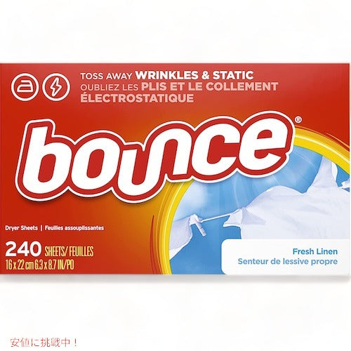 Bounce Fresh Linen Scented Fabric Softener Dryer Sheets, 240 Count / バウンス 乾燥機用 柔軟剤シート ドライヤーシート [フレッシュリネンの香り] 240枚 1