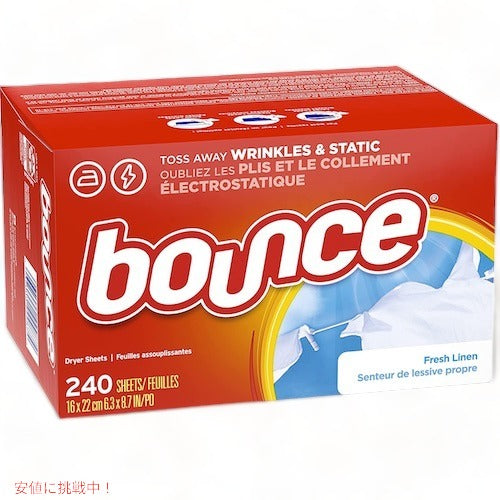 Bounce Fresh Linen Scented Fabric Softener Dryer Sheets, 240 Count / バウンス 乾燥機用 柔軟剤シート ドライヤーシート [フレッシュリネンの香り] 240枚 2