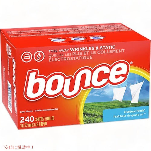 Bounce バウンス 乾燥機用 柔軟剤シート ドライヤーシート [アウトドアフレッシュの香り] 240枚 Outdoor Fresh Scented Fabric Softener Dryer Sheets 2