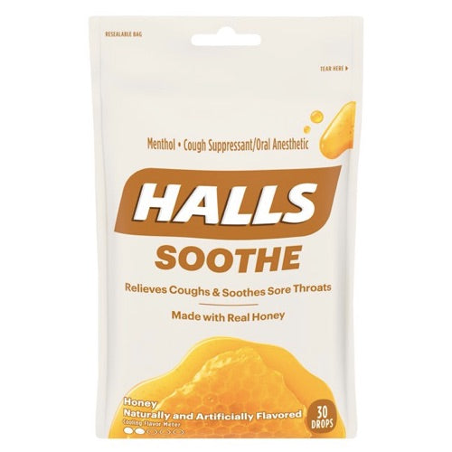 【3個セット】Halls Soothe Honey Drops 30 each (Pack of 3) / ホールズ スーズ ハニー ドロップス のど飴 30個入り 喉の痛みや咳に 2