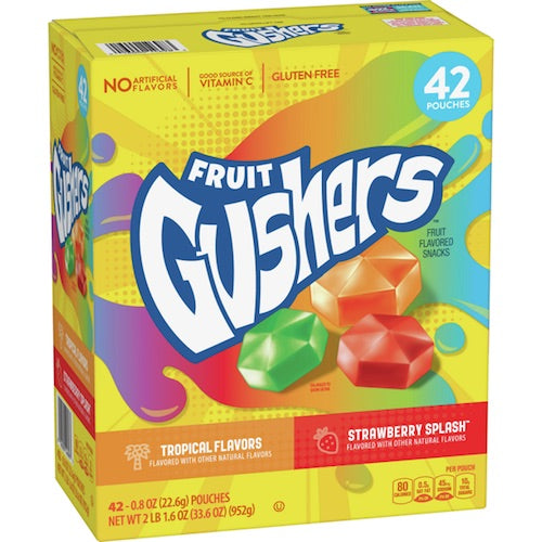 Fruit Gushers Fruit Flavored Snacks Strawberry Splash and Tropical Flavors / フルーツグッシャー [ストロベリースプラッシュ＆トロピカルフレーバー] フルーツスナック 42袋入り（952g） 2