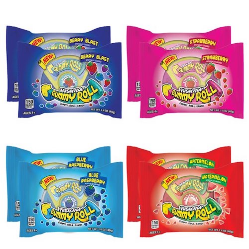 プッシュポップ Push Pop グミロール [4種類のフルーツ味] 8個入り Gummy Roll グミ キャンディ 4