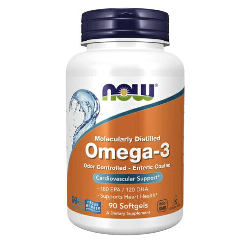 NOW Foods Molecularly Distilled Omega-3 180 EPA / 120 DHA 90 Softgels / ナウフーズ オメガ3 (EPA 180mg / DHA 120mg) フィッシュオイル 1000mg 90錠 ソフトジェル サプリメント #1656 1