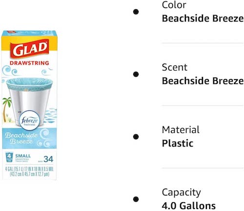 【2箱セット】Glad グラッド 香り付き ゴミ袋 ファブリーズ ビーチサイドブリーズ 4ガロン(15.1L) 34枚入り 8