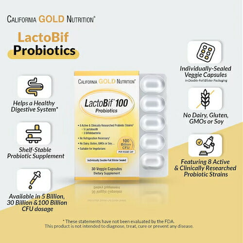 【2個セット】California Gold Nutrition LactoBif プロバイオティクス 300億個 植物性カプセル 60錠 カリフォルニアゴールドニュートリション 4