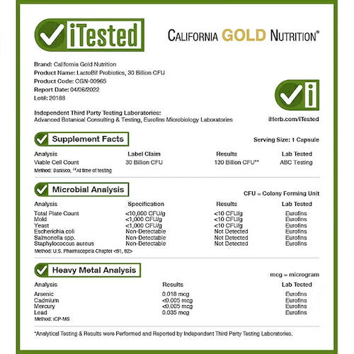 California Gold Nutrition LactoBif プロバイオティクス 300億個 植物性カプセル 60錠 カリフォルニアゴールドニュートリション 5