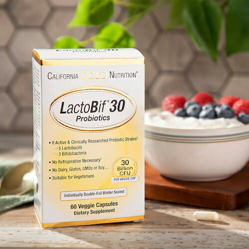 【2個セット】California Gold Nutrition LactoBif プロバイオティクス 300億個 植物性カプセル 60錠 カリフォルニアゴールドニュートリション 7
