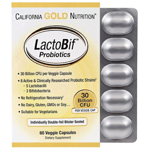 California Gold Nutrition LactoBif プロバイオティクス 300億個 植物性カプセル 60錠 カリフォルニアゴールドニュートリション 1