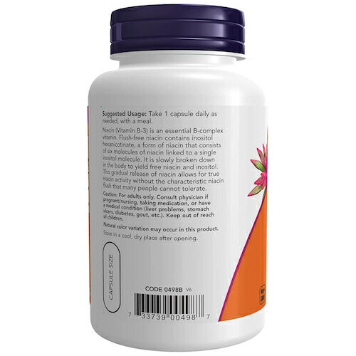NOW Foods Niacin (Vitamin B-3) 500mg / ナウフーズ ナイアシン（ビタミンB3） 500mg 90粒 フラッシュフリー #0498 ベジカプセル 2