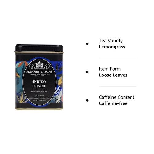 ハーニー＆サンズ Harney & Son's [インディゴ パンチ] カフェインレス ハーブティー 茶葉 20-30杯分  85g/3oz ノンカフェイン 3