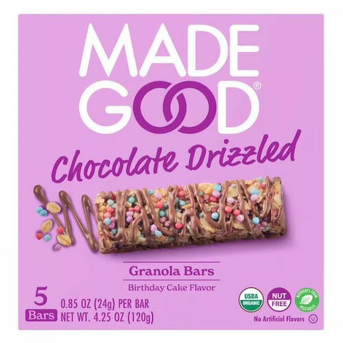MadeGood グラノーラバー バースデーケーキ チョコレートドリズル 24g x 5個入り オーガニック ビー chocolate drizzled Granola Bars 1