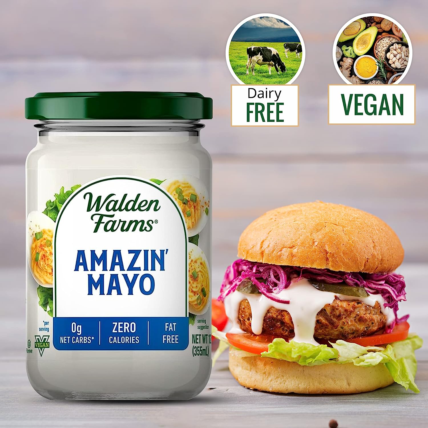 Walden Farms ゼロカロリー アメージングマヨ 12oz/340g マヨネーズ 無脂肪 コレステロールゼロ グルテンフリー ヴィー Amazin Mayo' 9