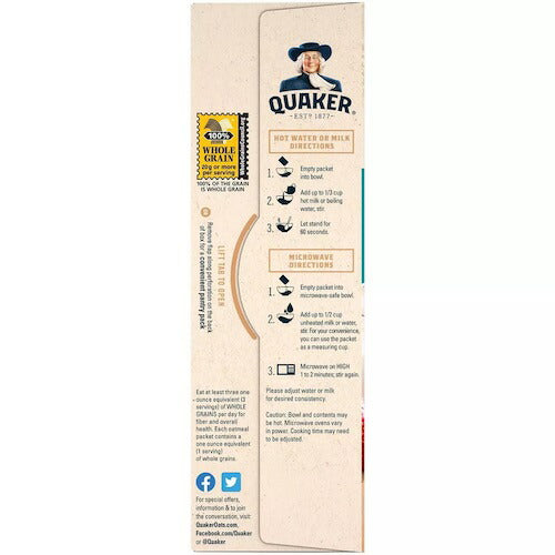 Quaker クエーカー インスタント オートミール フルーツ＆クリーム 8袋入り バラエティパック Fruit & Cream Instant Oatmeal Variety 4