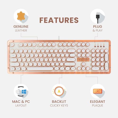 Azio アジーオ パソコン用 メカニカルキーボード レトロクラシックUSB（ポッシュ） パソコン・タブレット用 MK-RETRO-L-02-US 7