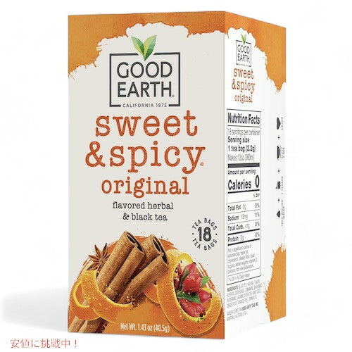 6個セット Good Earth ハーブ＆紅茶 スイート＆スパイシー 18ティーバッグ x 6箱 Herbal & Black Tea Sweet & Spicy 8