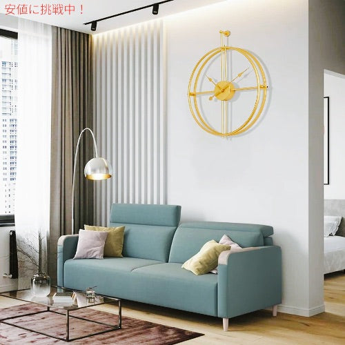 Eruner 掛け時計 24インチ ゴールド 真鍮 壁掛け時計 電池式 静音 Gold Brass Wall Clock 24 Inch Wall Clocks 3