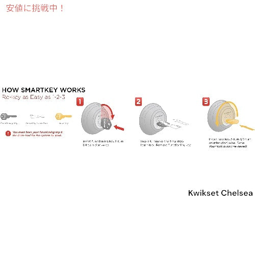 クイックセット チェルシー ハンドルセット フロントドアロックハンドルとデッドボルトセット  98001-196 Kwikset ドアノブ 2