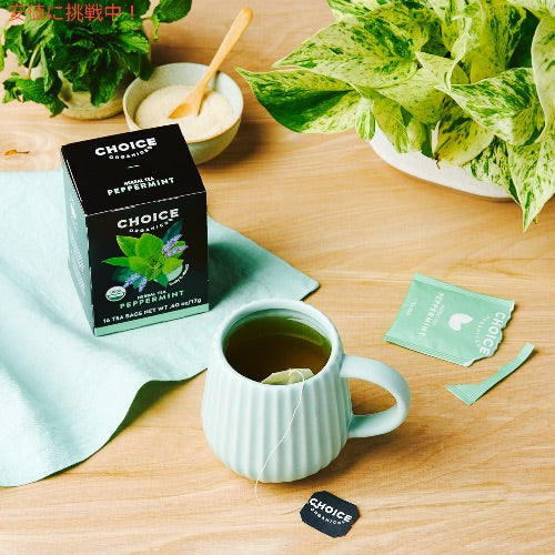 チョイスオーガニックス オーガニック ハーブティー ペパーミント 16袋 ティーバッグ カフェインレス Choice Organics Organic Peppermint Tea 3
