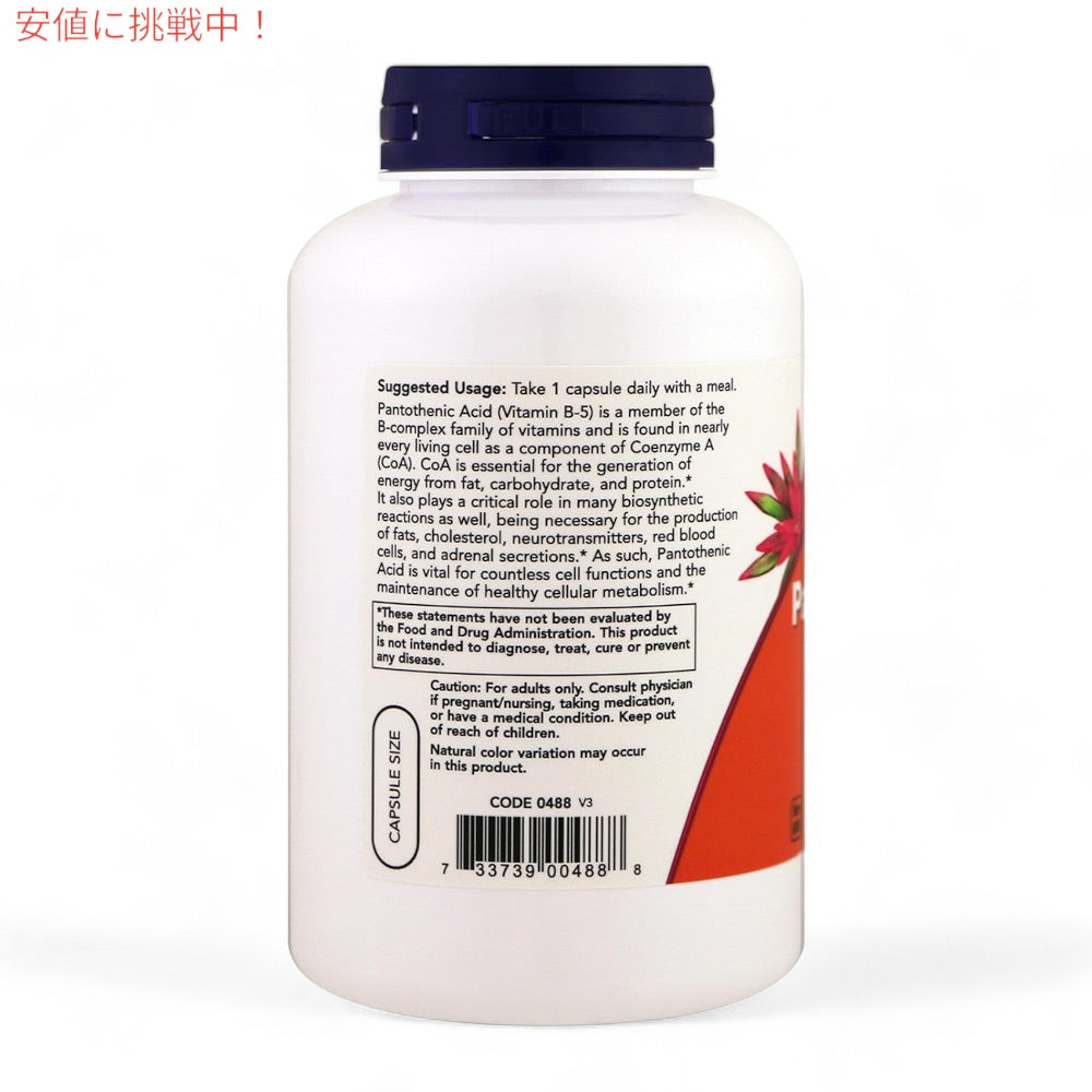 NOW Foods Pantothenic Acid 500 mg 250 Caps #0488 ナウフーズ パントテン酸（ビタミンB5） 500mg 250粒 5