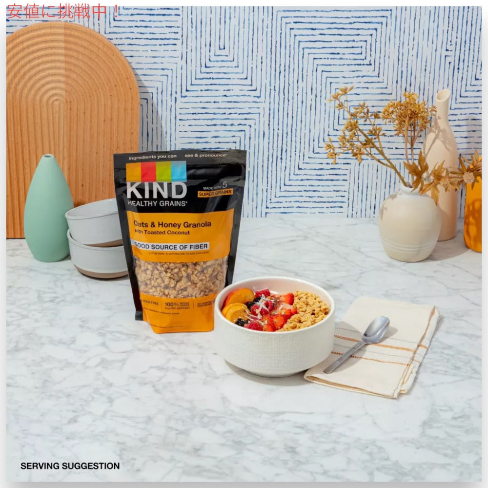 KIND カインド ヘルシーグレインズ グラノーラ オーツ＆ハニー トーストココナッツ入り 312g Healthy Grains Oats & Honey Granola with Toasted Coconut 6