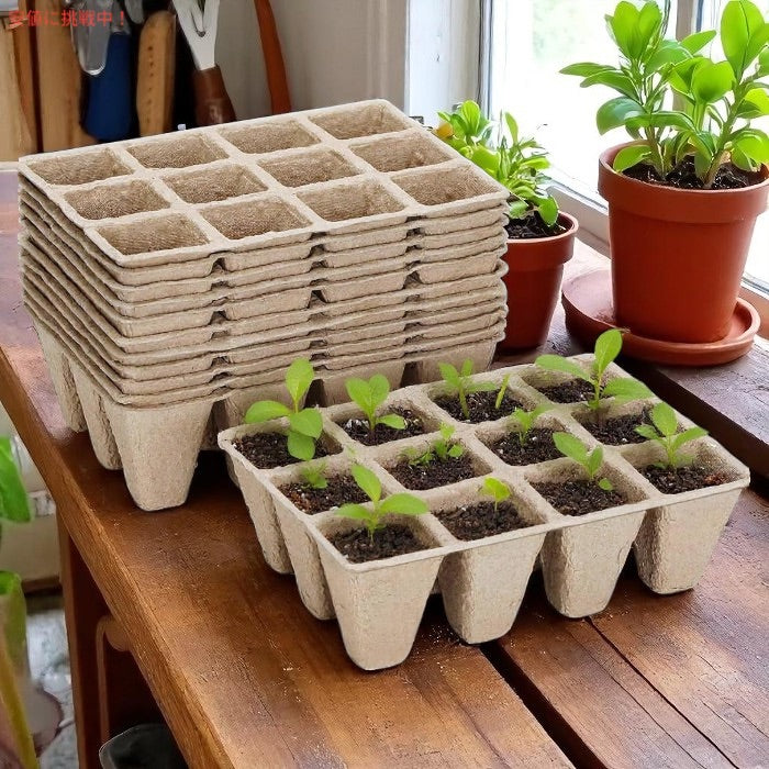 苗スタータートレイ 10個入り （合計120セル） プラグトレー 種まき 育苗 10 Packs Seedling Starter Trays 120 Cells 4