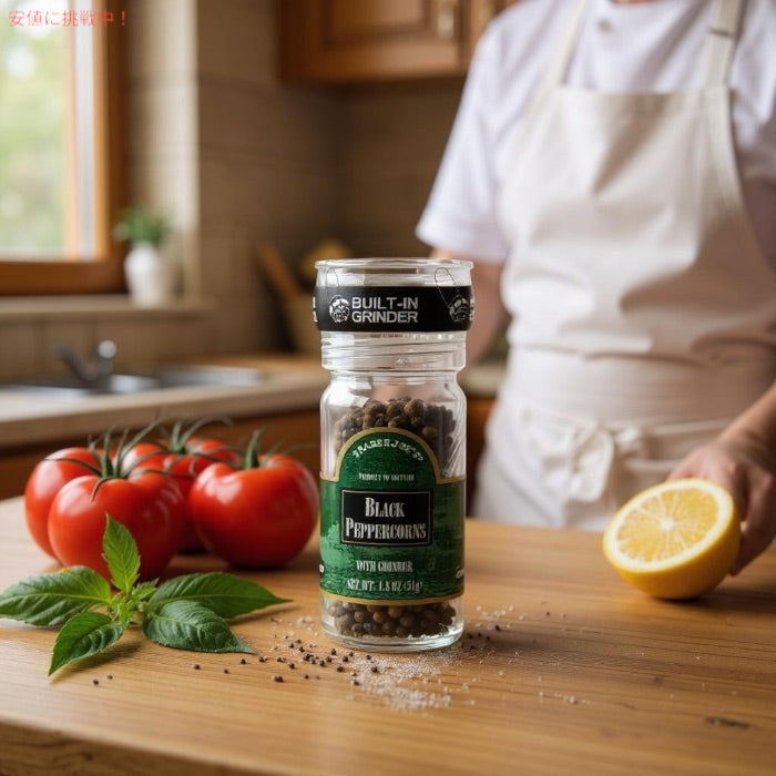 【3個セット】TRADER JOE'S トレーダージョーズ ブラックペッパー ホール グラインダー付き 51g (1.8oz)  黒胡椒 Black Peppercorns with Grinder 4