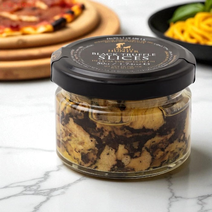 TruffleHunter トリュフハンター 黒トリュフスライス [トラディショナル] エキストラバージンオリーブオイル漬け 50g (1.74oz) 瓶詰め Black Truffle Slices 3