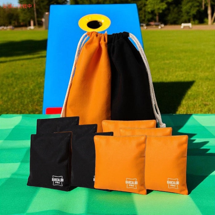 Barcaloo プロフェッショナル コーンホールバッグ 8個セット [Orange & Black] 公式サイズ 全天候型 両面仕様 2