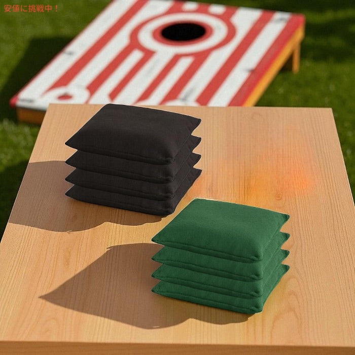 Barcaloo コーンホール ビーンバッグ 8個セット [Black & Hunter Green] 公式サイズ 全天候対応 ダッククロス使用 2