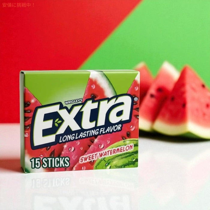 Extra エクストラ スイートウォーターメロン味 シュガーフリーガム 3パック （1箱 15枚入り） Sweet Watermelon Sugar-Free Gum - 15 sticks/3pk 4