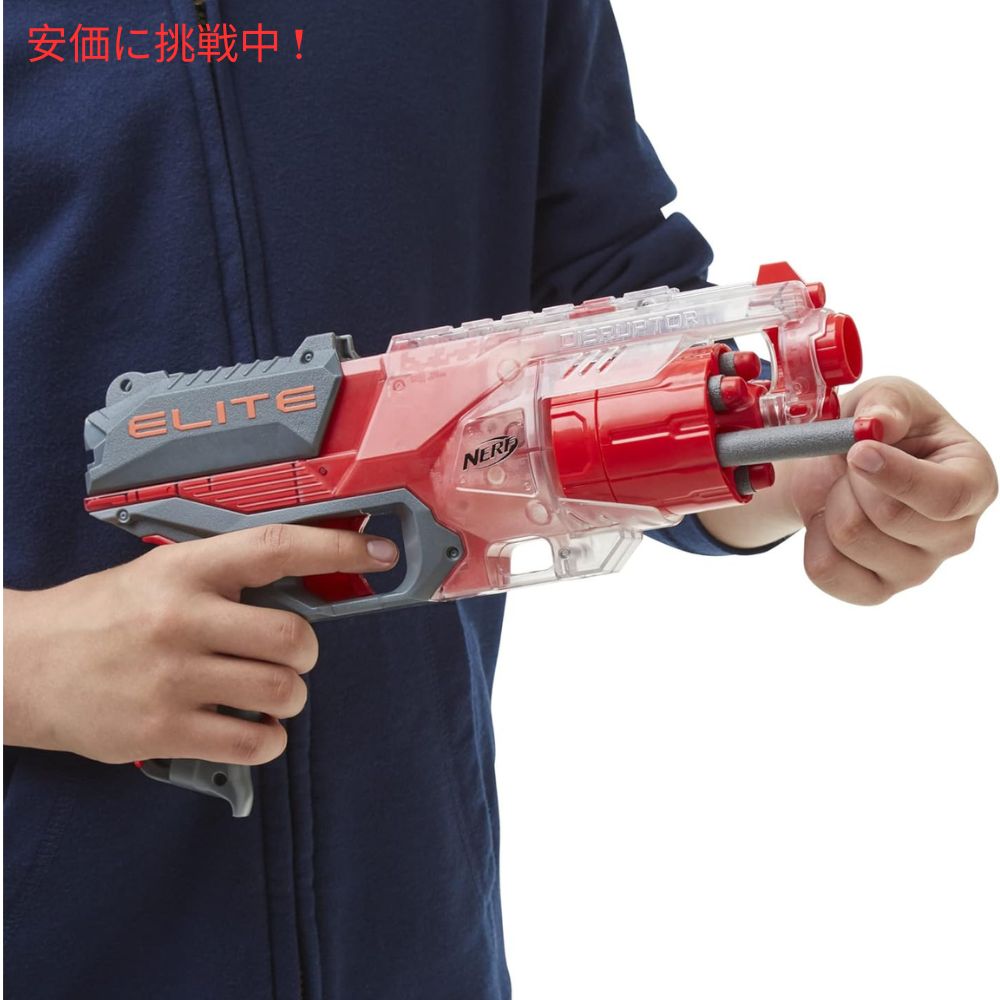 NERF ナーフ エリート ディスラプター ブラスター 6連発回転ドラム スラム連射 クリアレッド Elite Disrupter Blaster 6-Dart Rotating Drum Translucent Red 2
