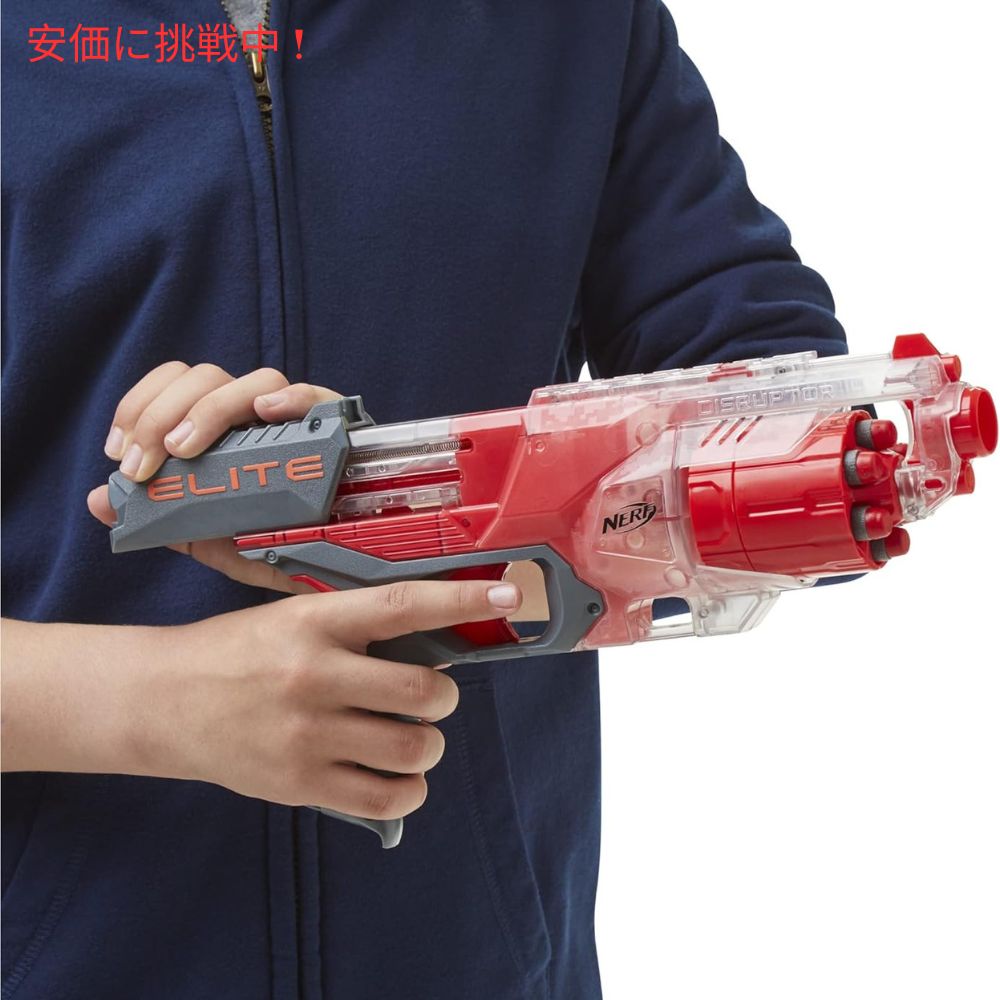 NERF ナーフ エリート ディスラプター ブラスター 6連発回転ドラム スラム連射 クリアレッド Elite Disrupter Blaster 6-Dart Rotating Drum Translucent Red 3