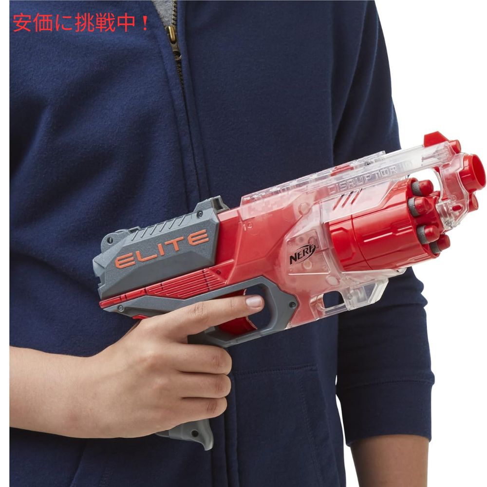 NERF ナーフ エリート ディスラプター ブラスター 6連発回転ドラム スラム連射 クリアレッド Elite Disrupter Blaster 6-Dart Rotating Drum Translucent Red 4