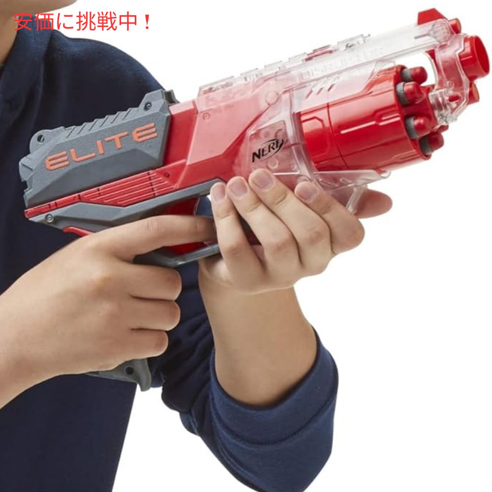 NERF ナーフ エリート ディスラプター ブラスター 6連発回転ドラム スラム連射 クリアレッド Elite Disrupter Blaster 6-Dart Rotating Drum Translucent Red 5