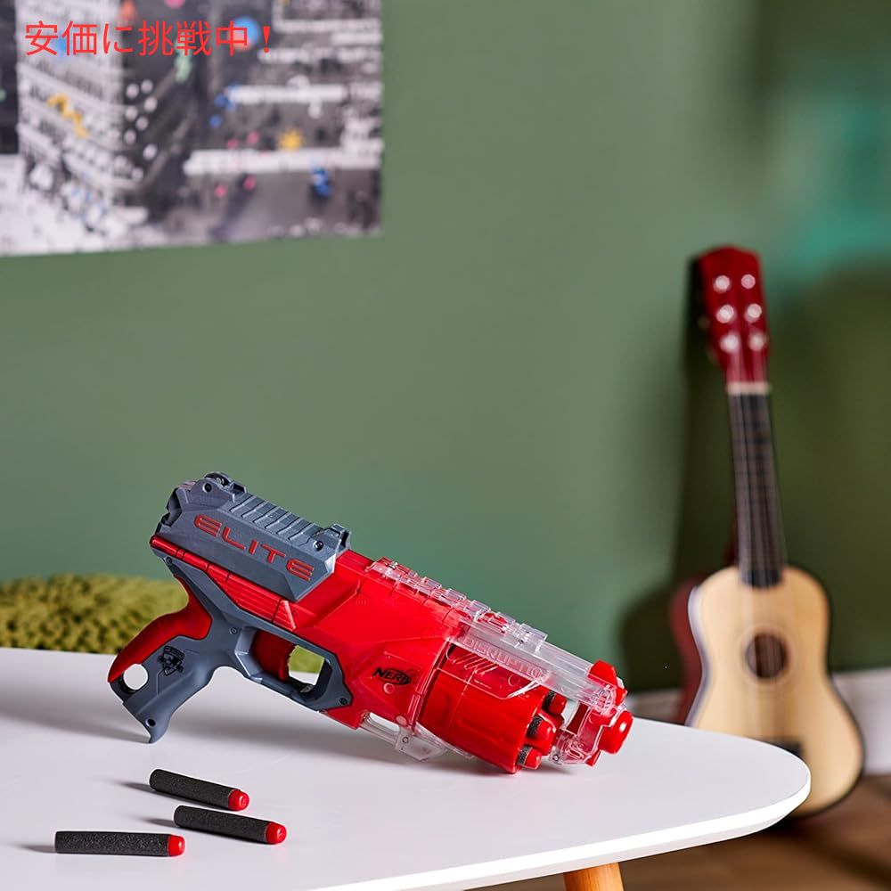 NERF ナーフ エリート ディスラプター ブラスター 6連発回転ドラム スラム連射 クリアレッド Elite Disrupter Blaster 6-Dart Rotating Drum Translucent Red 7