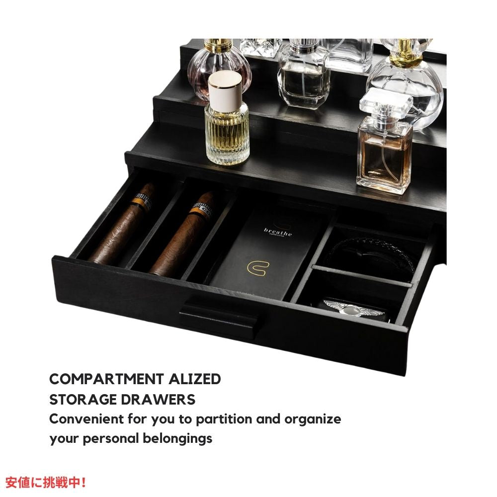 Nuoex 3段 木製 ディスプレイスタンド オーガナイザートレイ ブラック 香水 小物 収納 Wooden Perfume Holder Organizer Tray 3 Tier Black 2