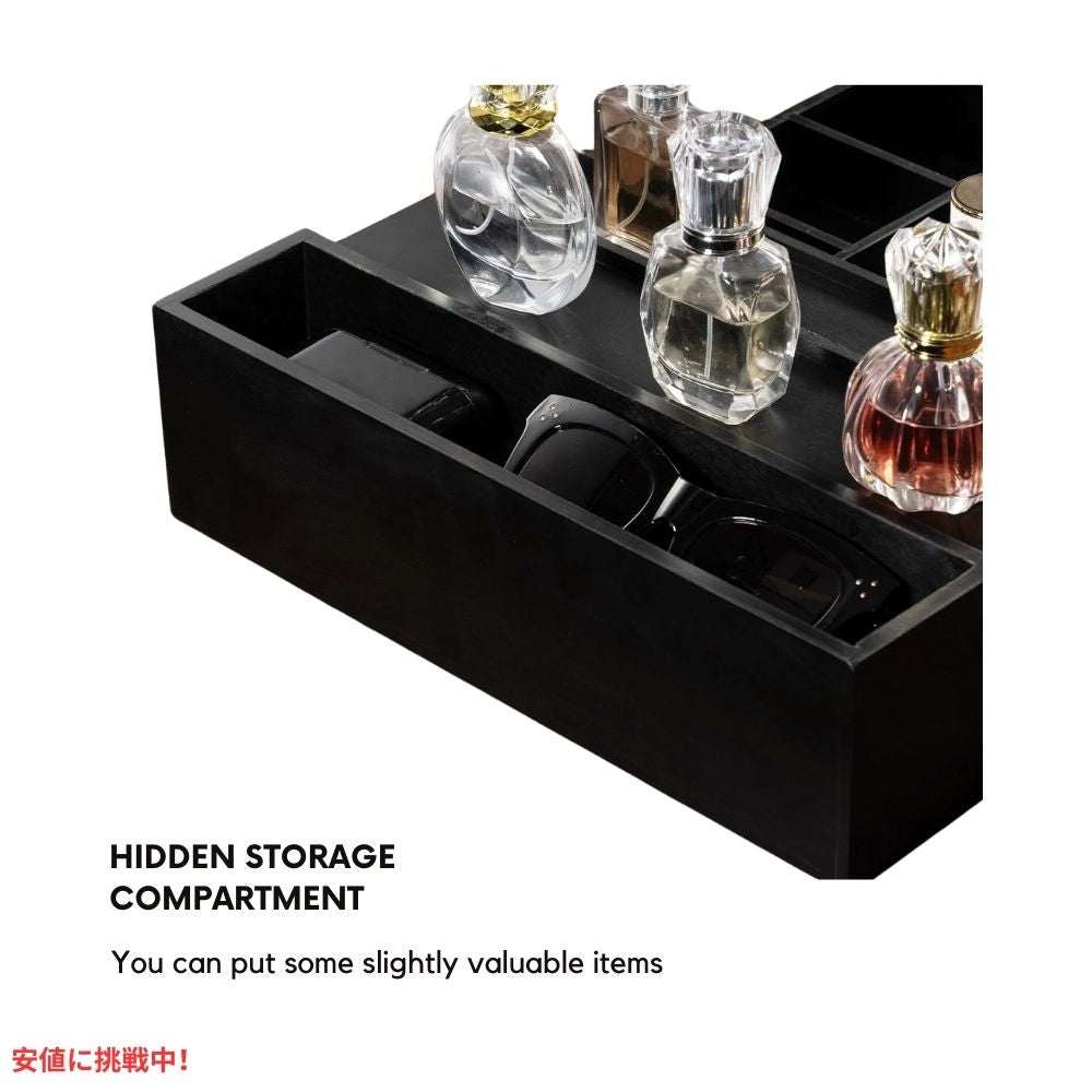 Nuoex 3段 木製 ディスプレイスタンド オーガナイザートレイ ブラック 香水 小物 収納 Wooden Perfume Holder Organizer Tray 3 Tier Black 3