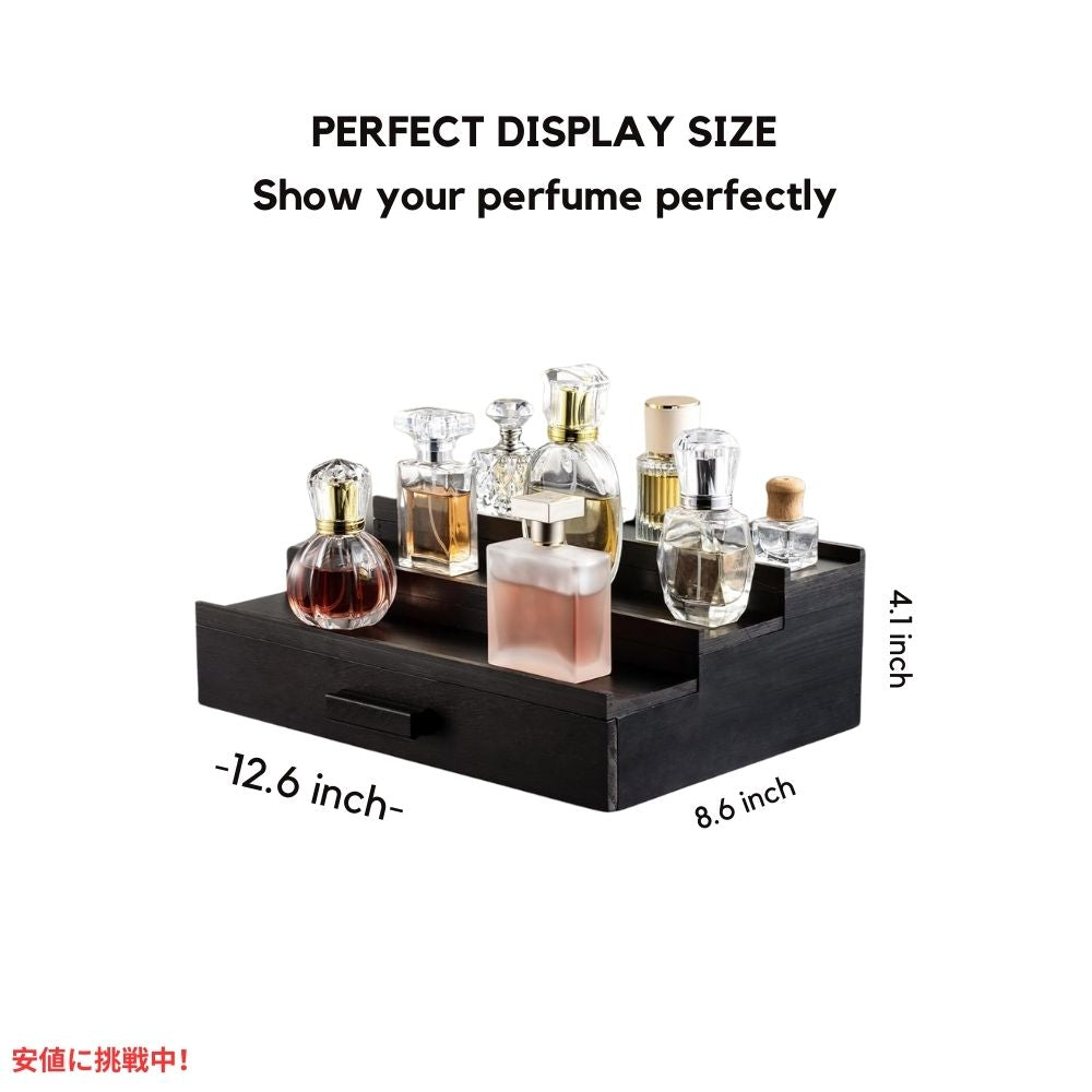 Nuoex 3段 木製 ディスプレイスタンド オーガナイザートレイ ブラック 香水 小物 収納 Wooden Perfume Holder Organizer Tray 3 Tier Black 4