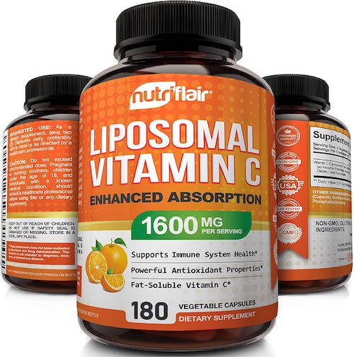 NutriFlair Liposomal Vitamin C 1600mg, 180 Capsules / ニュートリフレア リポソーム ビタミンC 1600mg 180カプセル 90日分 1