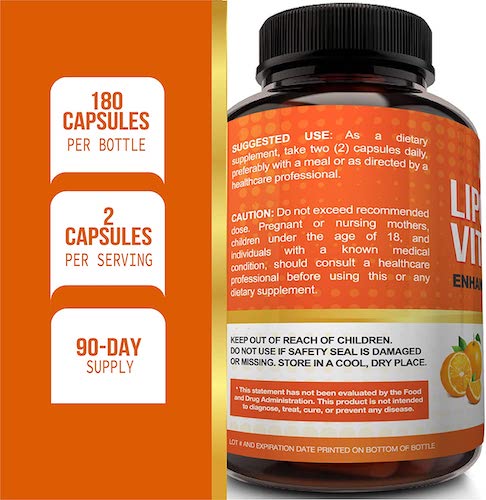 NutriFlair Liposomal Vitamin C 1600mg, 180 Capsules / ニュートリフレア リポソーム ビタミンC 1600mg 180カプセル 90日分 4