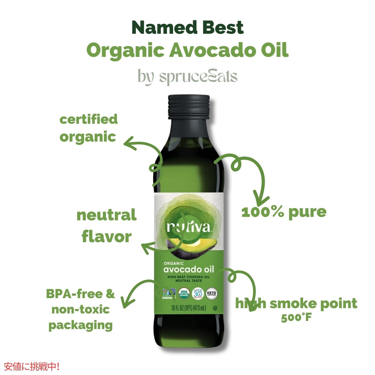 アボカドオイル  Nutivaオーガニック スチーム リファイン Nutiva Organic Steam-Refined Avocado Oil 4