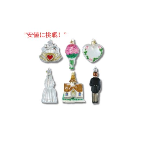 Old World クリスマス ウェディング コレクション 6個セット ガラス オーナメント 14011 3