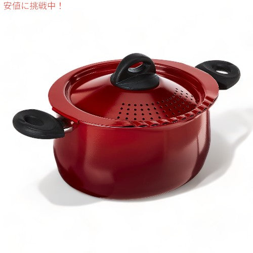 ビアレッティ パスタポット 5.5QT（4.73リットル）レッド Bialetti Oval Aluminum 5.5 Quart Pasta Pot 1