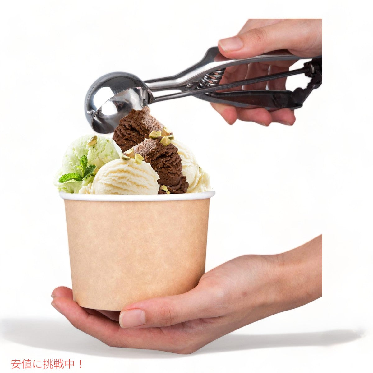 プロモラ 使い捨て ペーパーカップ 50個 アイスクリームカップ 12オンス 354ml 使い捨てスプーン付き Promora Paper Ice Cream Cups Disposable 6