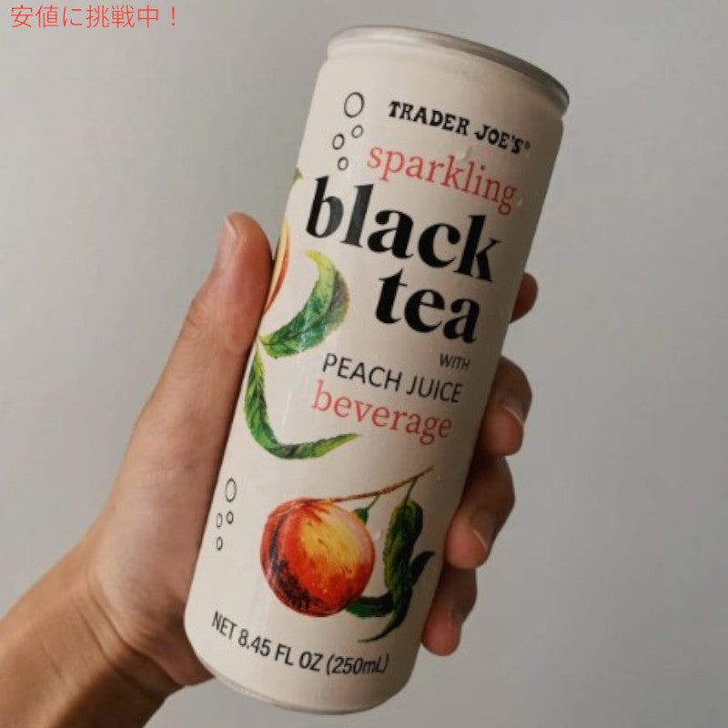 Trader Joes トレーダージョーズ Sparkling Black Tea with Peach Juice Beverage ピーチジュース入り スパークリングティー 8.45oz 3