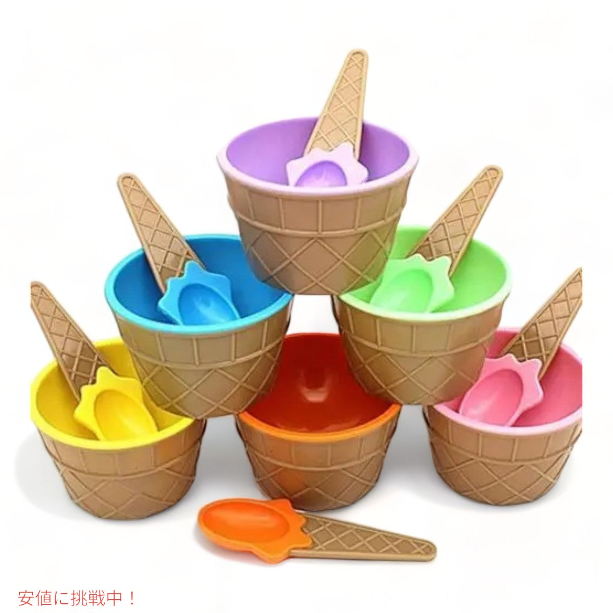 グリーンダイレクト アイスクリームカップ スプーン付き 12セット プラスチック製 Green Direct Plastic Ice Cream Cups with Spoons 7