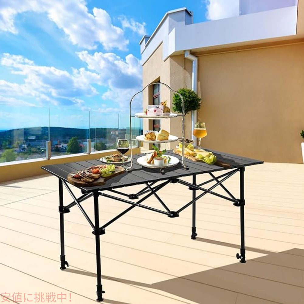 Night Cat ナイトキャット キャンプテーブル 収納バスケット 折り畳み式 ピクニックテーブル 軽量 Camping Table with Storage Basket Foldable 2