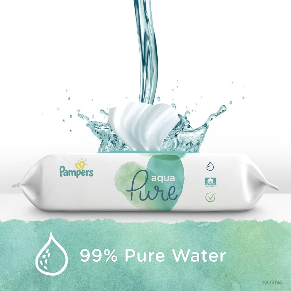 Pampers Aqua Pure Baby Diaper Wipes, 6 Packs, 336 Count / パンパース おしり拭き アクアピュア 無香料 56枚入り x 6パック 2