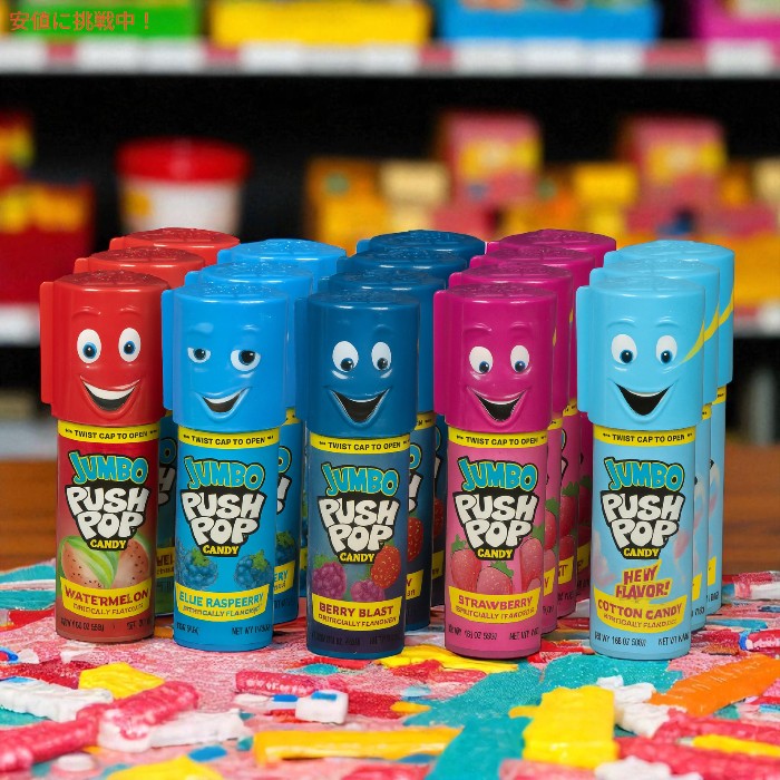 バズーカ Bazooka ジャンボプッシュポップス バラエティパック 1.06 oz x18個入りJumbo Push Pops - Assorted Flavor 3