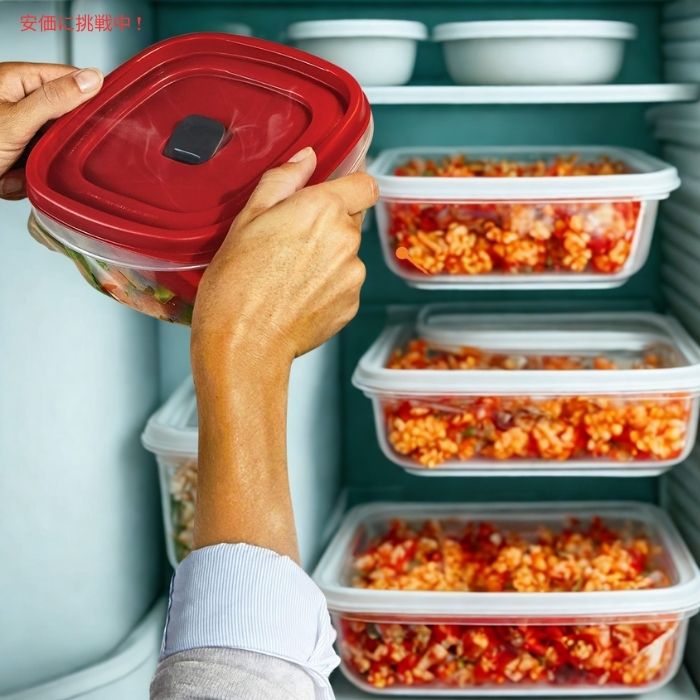 Rubbermaid ラバーメイド Easy Find Lids フードコンテナ 5カップ 通気口付きフタ 2個パック レッド Food Storage Container 5 Cup 2pcs 4